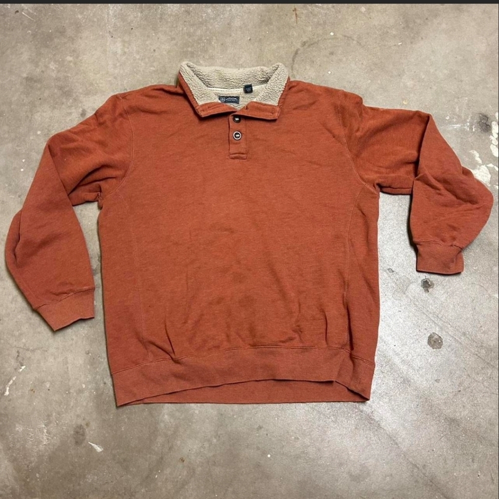 Arrow Rust And Cream Buttoned Pullover - image 1